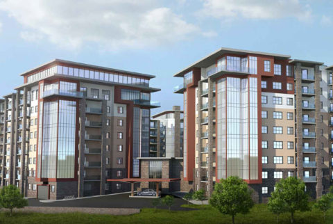 Rendering of exterior of Tuxedo Life Lease buildings